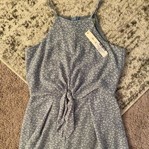 Blue leopard romper